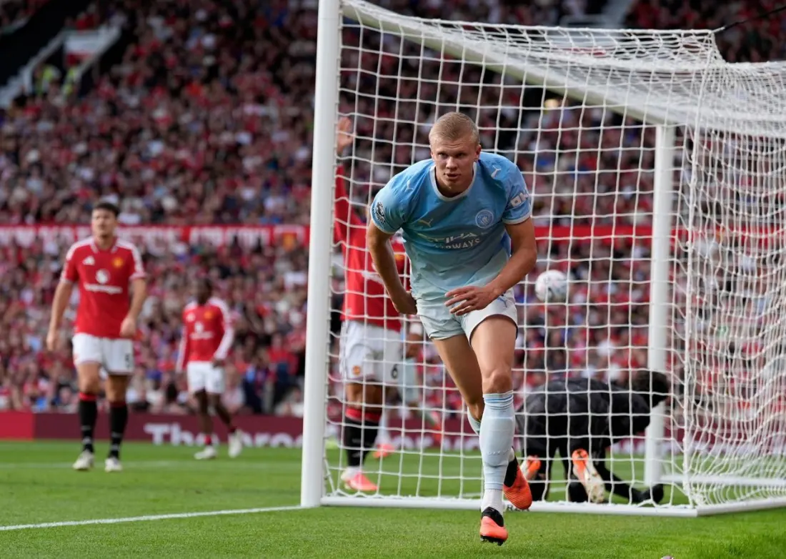Haaland's VAR-aided winner sinks 10-man City past United in feisty 199th Manchester derby