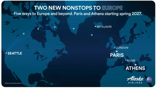 Alaska Airlines Adds Athens and Paris Nonstops From Seattle for Summer 2027
