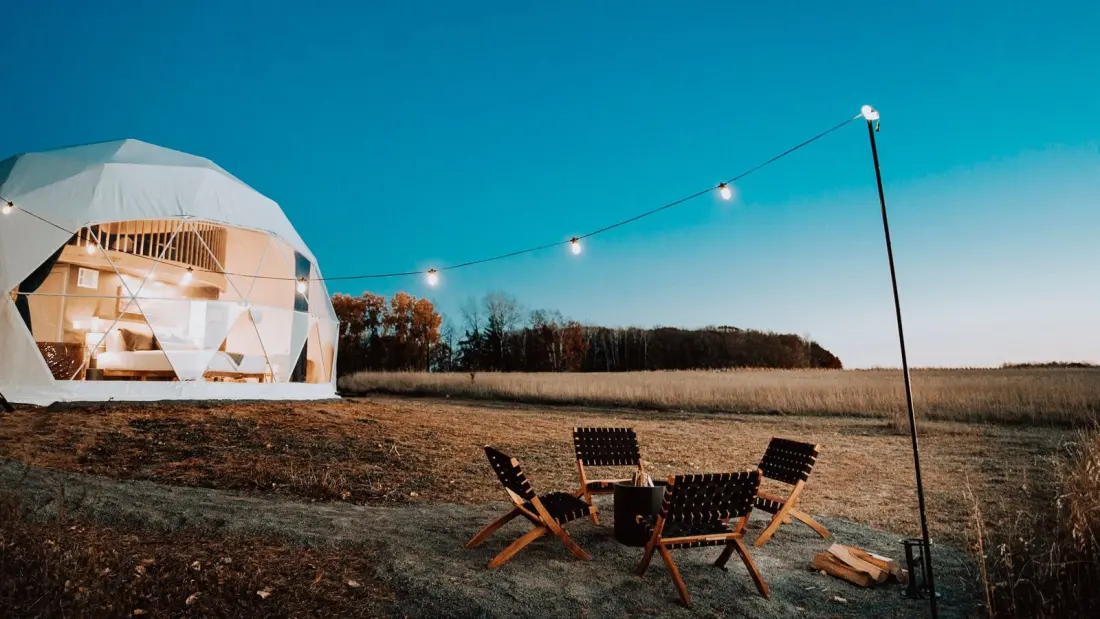 Minnesota Glamping Domes With Wood-Fired Hot Tubs and Dark Skies, an Hour From Minneapolis