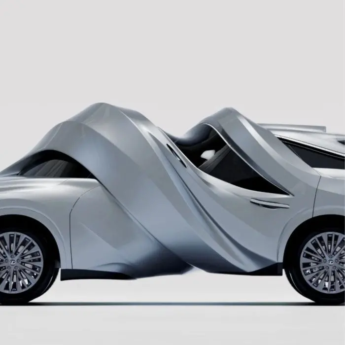 Lexus cars twisted into loop-the-loop sculptures for a free New York art show
