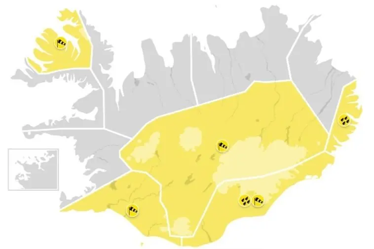 Iceland under yellow weather warnings as easterly storm batters the south
