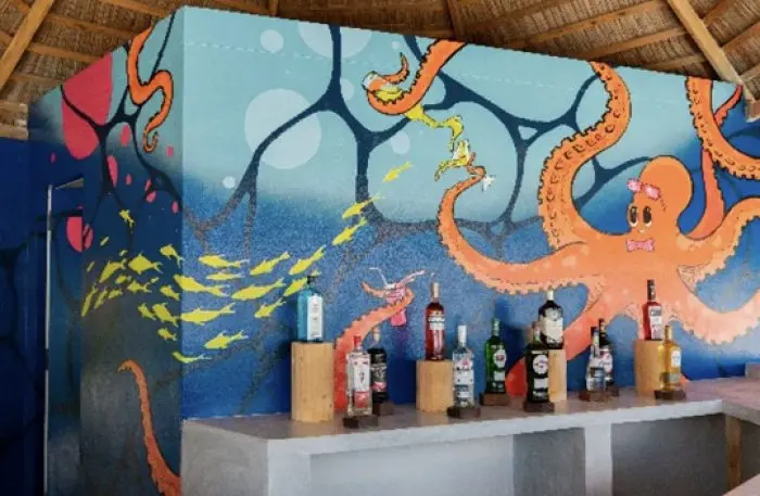 A Cocktail-Mixing Octopus Takes Over the Beach Bar at Eri Maldives