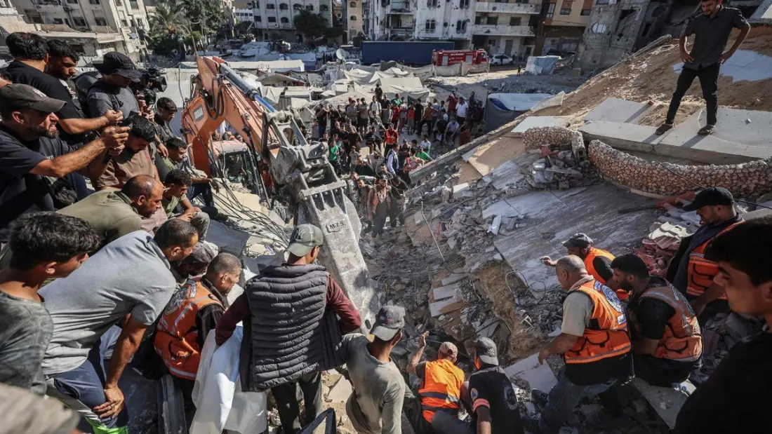 Seven-storey Gaza building collapses overnight, killing 12 as families shelter in war-damaged towers